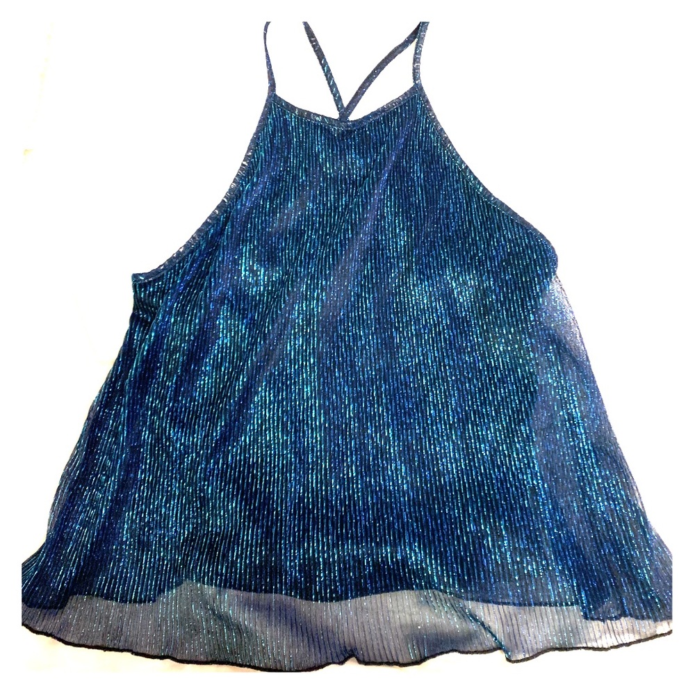 😊2 for $12😊 Reflective Strap Top Blue/Green Holo